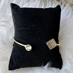 Gia Bella | Open Gold Bangle Cuff Bracelet with Swarovski Crystals